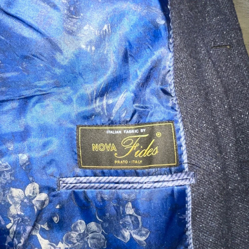 Joseph Abboud Mens 46 X-Long Blue Sport Coat Blazer Wool Silk Nova Fides Italian